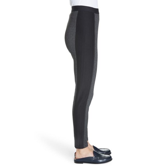 NWT Womens Size XXS Eileen Fisher Black Grey Contrast Panel Tweed Leggings - Picture 3 of 6